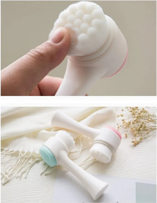 Doubled sided Dual-Action Silica Gel Facial Brush